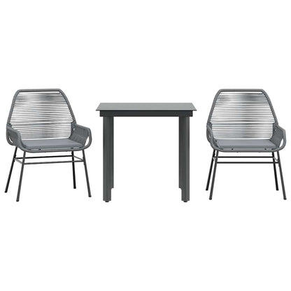 Set da Pranzo da Giardino 3 pz con Cuscini in Polyrattan Vetro