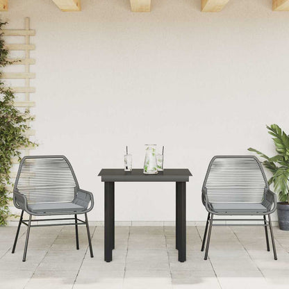 Set da Pranzo da Giardino 3 pz con Cuscini in Polyrattan Vetro