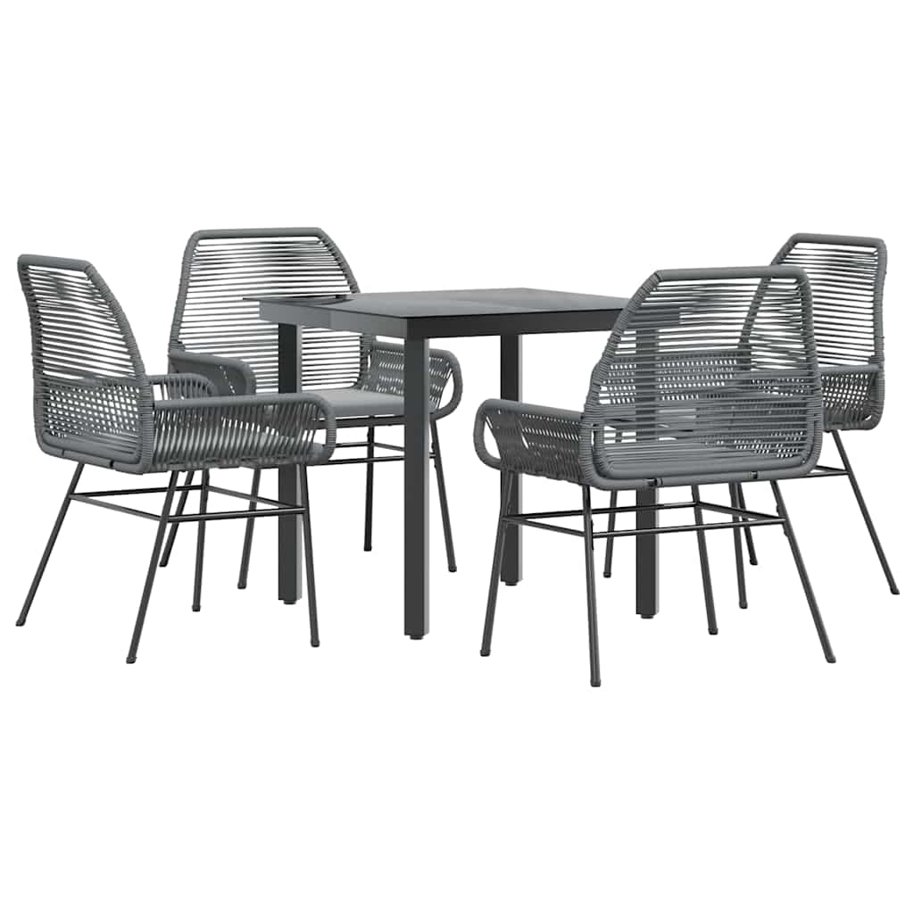 Set da Pranzo da Giardino 5 pz con Cuscini Polyrattan Vetro