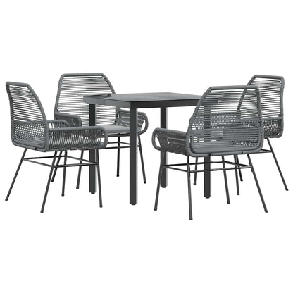 Set da Pranzo da Giardino 5 pz con Cuscini Polyrattan Vetro