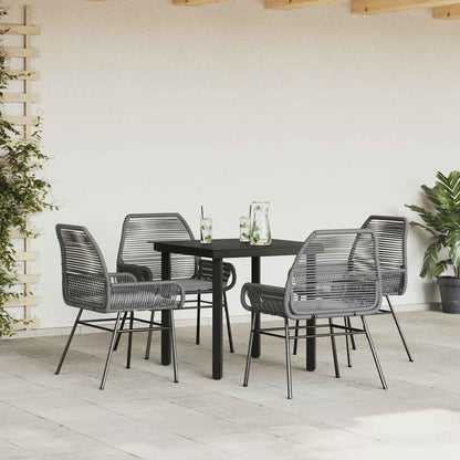 Set da Pranzo da Giardino 5 pz con Cuscini Polyrattan Vetro
