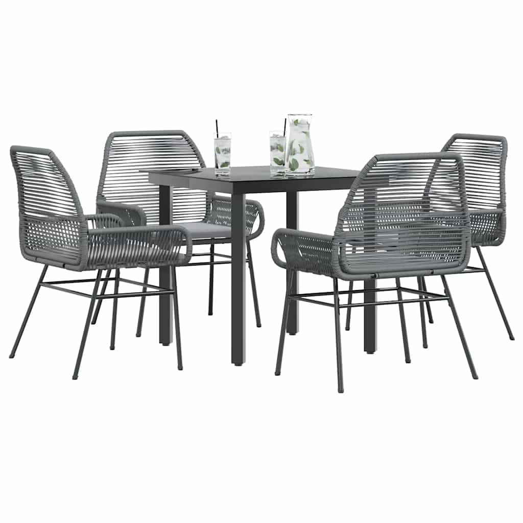 Set da Pranzo da Giardino 5 pz con Cuscini Polyrattan Vetro