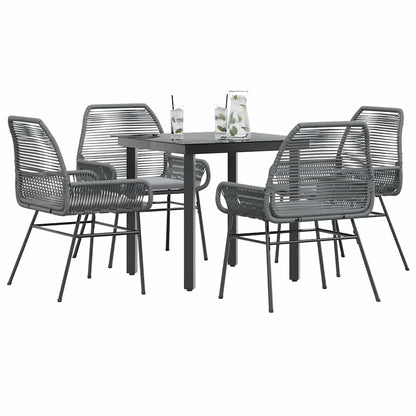 Set da Pranzo da Giardino 5 pz con Cuscini Polyrattan Vetro