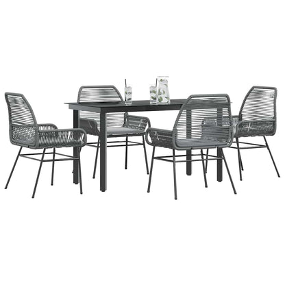 Set da Pranzo da Giardino 5 pz con Cuscini Polyrattan Vetro