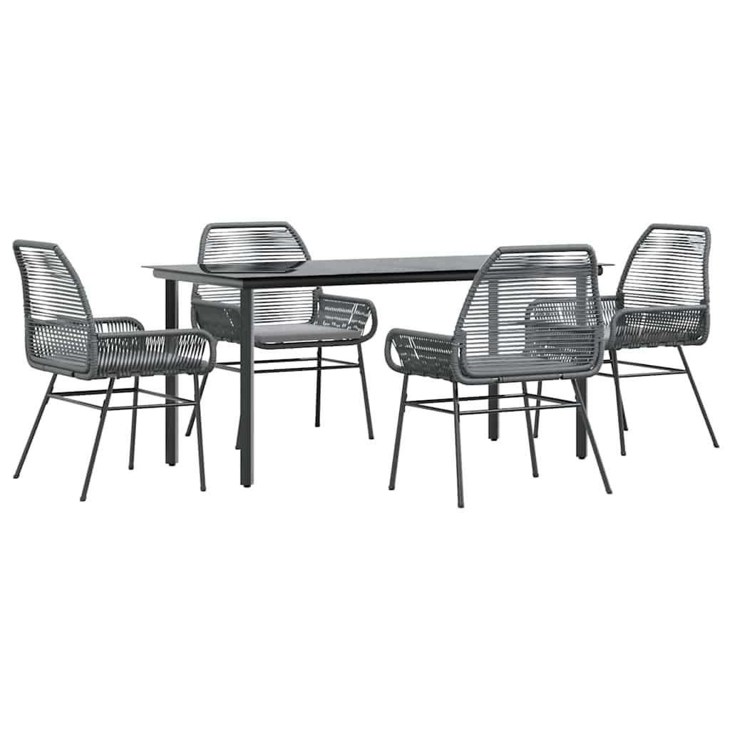 Set da Pranzo da Giardino 5 pz con Cuscini Polyrattan Vetro