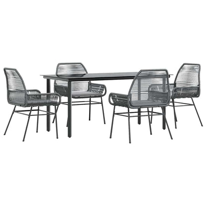 Set da Pranzo da Giardino 5 pz con Cuscini Polyrattan Vetro