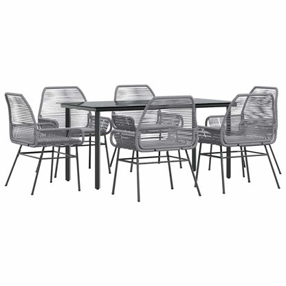 Set da Pranzo da Giardino 7 pz con Cuscini Polyrattan Vetro