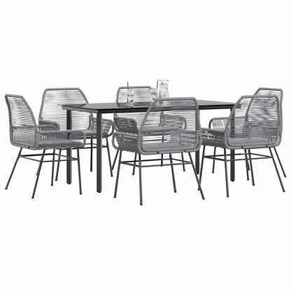 Set da Pranzo da Giardino 7 pz con Cuscini Polyrattan Vetro