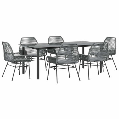 Set da Pranzo da Giardino 7 pz con Cuscini Polyrattan Vetro