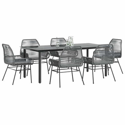 Set da Pranzo da Giardino 7 pz con Cuscini Polyrattan Vetro