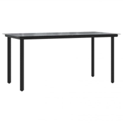 Set Mobili da Pranzo per Giardino 5 pz Nero Polyrattan Vetro
