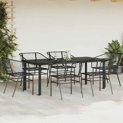 Set Pranzo da Giardino 7 pz Nero Polyrattan Vetro