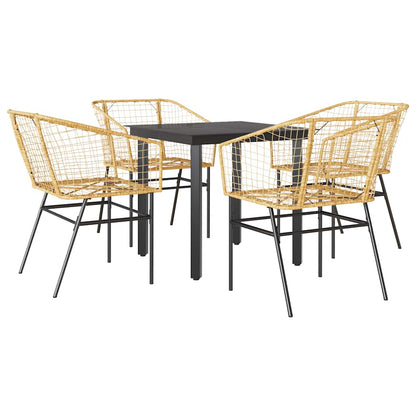 Set da Pranzo da Giardino 5pz Polyrattan Vetro