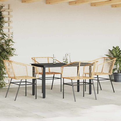 Set da Pranzo da Giardino 5pz Polyrattan Vetro