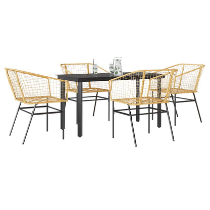 Set da Pranzo da Giardino 5pz Polyrattan Vetro