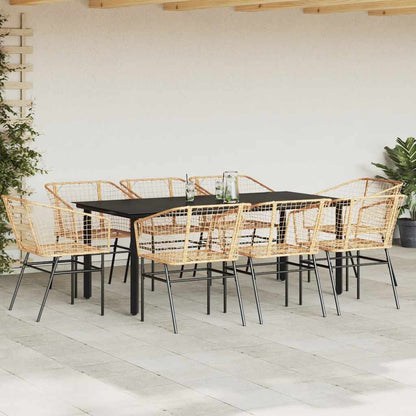Set da Pranzo da Giardino 9 pz Polyrattan Vetro