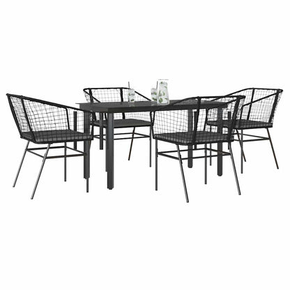 Set da Pranzo da Giardino con Cuscini 5 pz Polyrattan Vetro