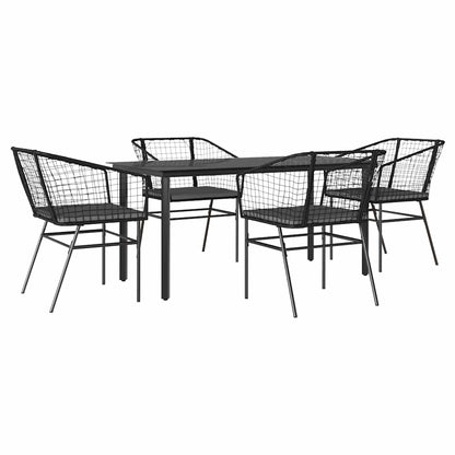 Set da Pranzo da Giardino con Cuscini 5 pz Polyrattan Vetro