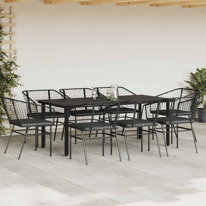 Set da Pranzo da Giardino 9 pz con Cuscini Polyrattan Vetro