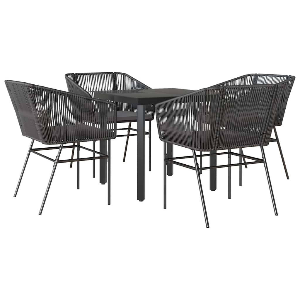Set da Pranzo da Giardino con Cuscini 5 pz Polyrattan Vetro