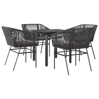 Set da Pranzo da Giardino con Cuscini 5 pz Polyrattan Vetro