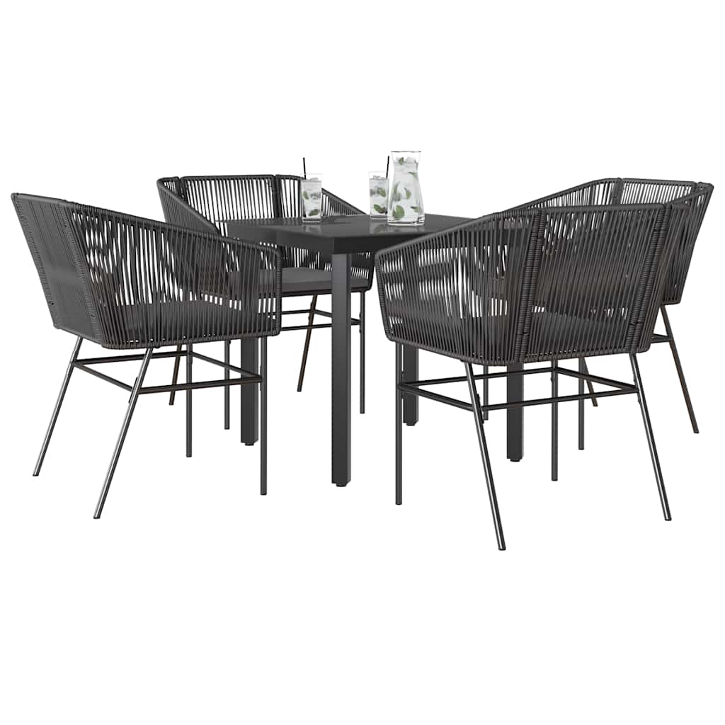 Set da Pranzo da Giardino con Cuscini 5 pz Polyrattan Vetro