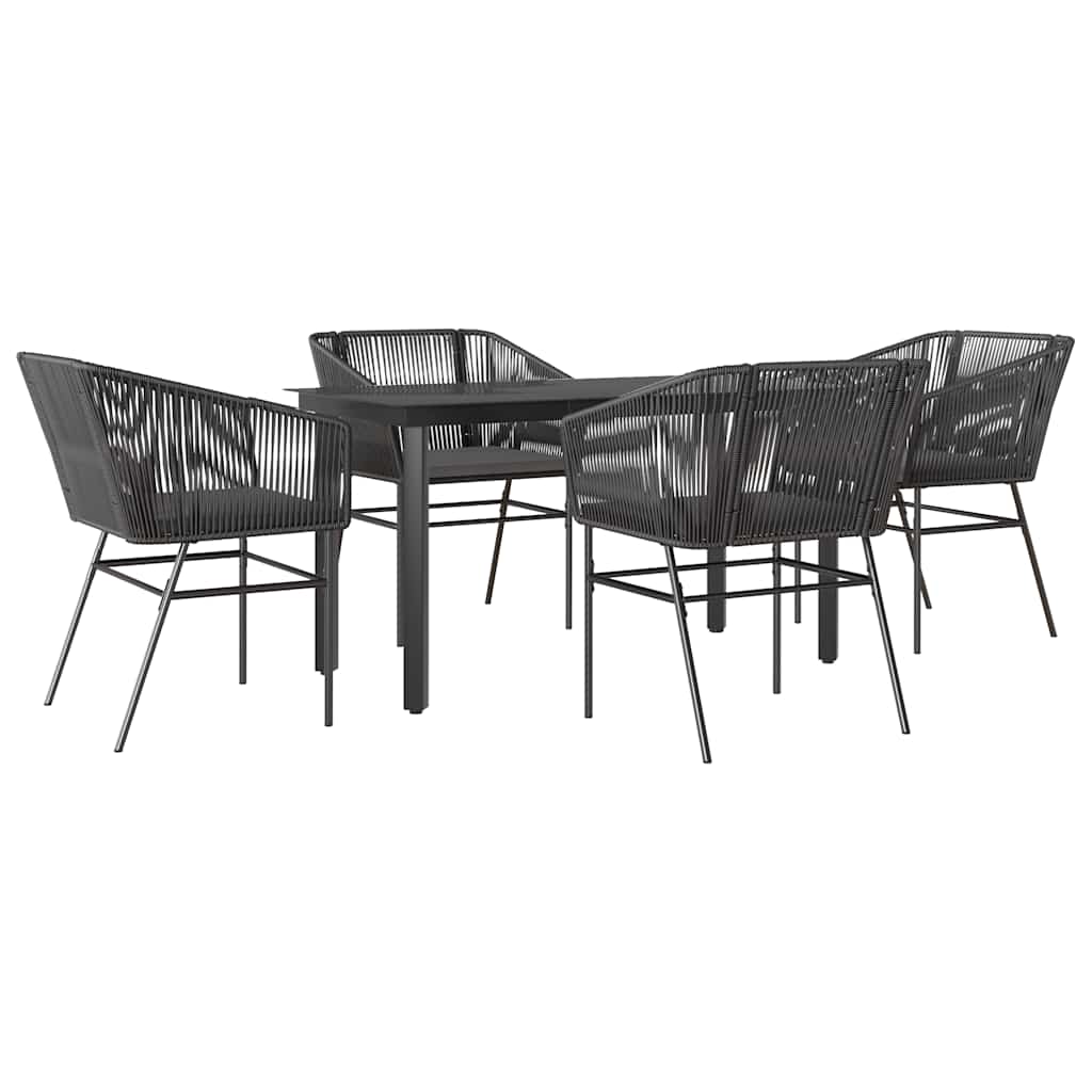 Set da Pranzo da Giardino con Cuscini 5 pz Polyrattan Vetro