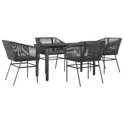 Set da Pranzo da Giardino con Cuscini 5 pz Polyrattan Vetro