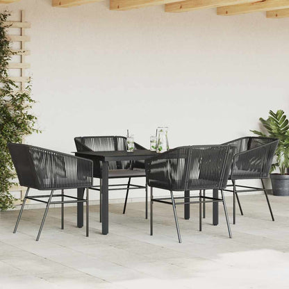 Set da Pranzo da Giardino con Cuscini 5 pz Polyrattan Vetro