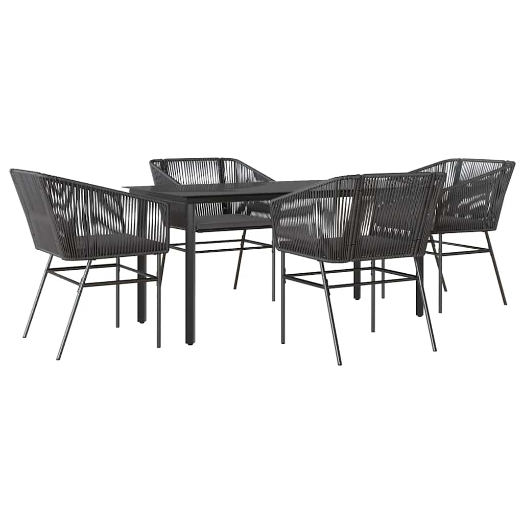 Set da Pranzo da Giardino con Cuscini 5 pz Polyrattan Vetro