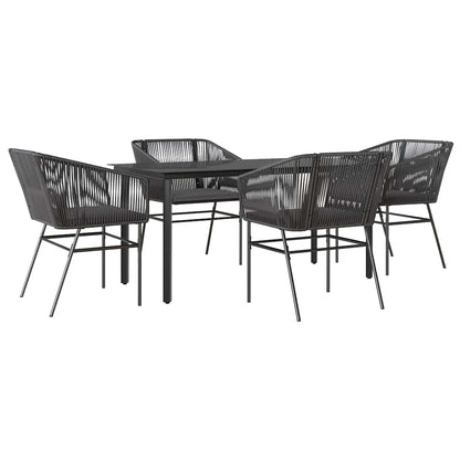 Set da Pranzo da Giardino con Cuscini 5 pz Polyrattan Vetro