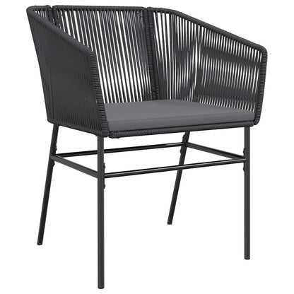 Set Pranzo da Giardino 7 pz Nero con Cuscini Polyrattan Vetro