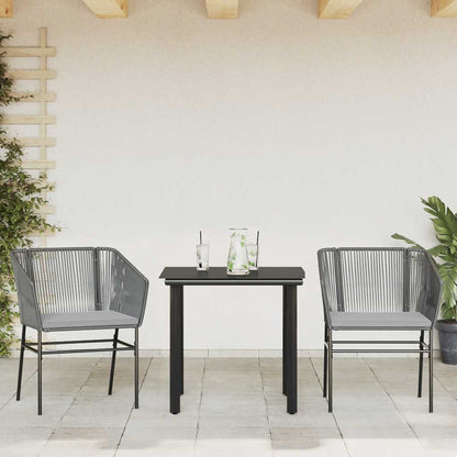 Set da Pranzo da Giardino 3 pz con Cuscini in Polyrattan Vetro