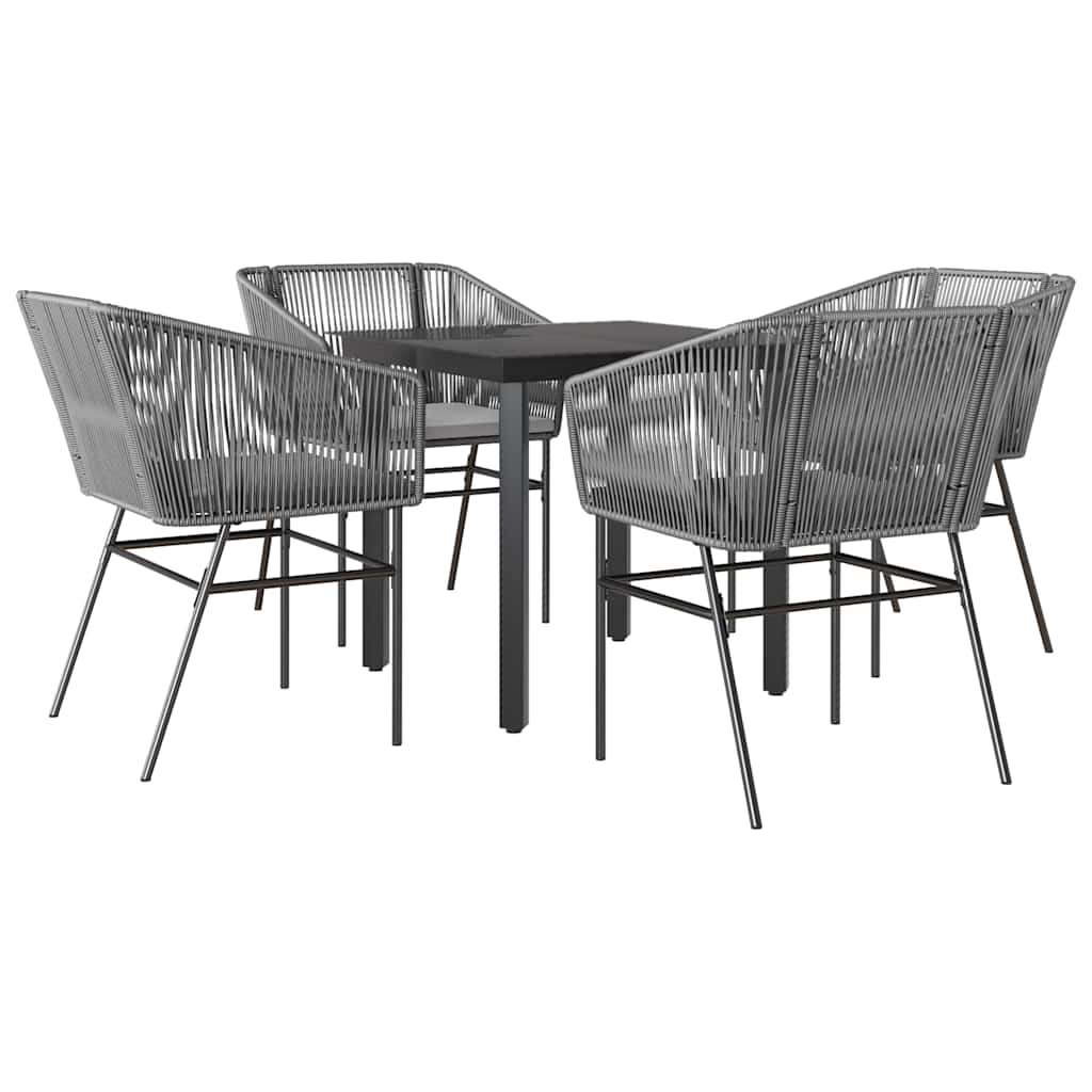 Set da Pranzo da Giardino 5 pz con Cuscini Polyrattan Vetro