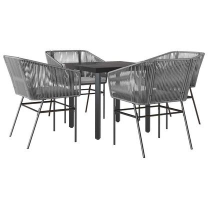 Set da Pranzo da Giardino 5 pz con Cuscini Polyrattan Vetro