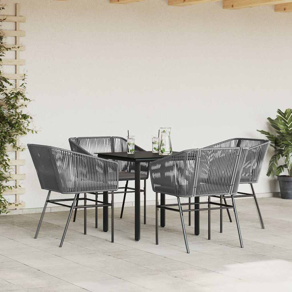Set da Pranzo da Giardino 5 pz con Cuscini Polyrattan Vetro