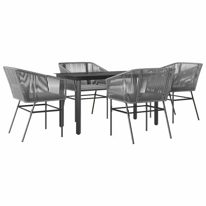 Set da Pranzo da Giardino 5 pz con Cuscini Polyrattan Vetro