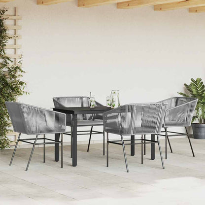 Set da Pranzo da Giardino 5 pz con Cuscini Polyrattan Vetro