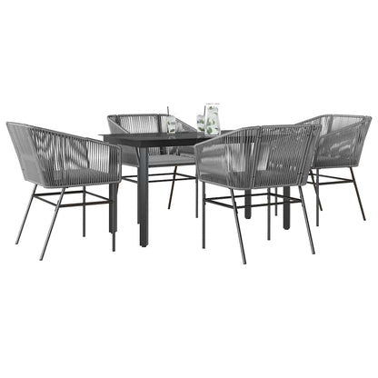 Set da Pranzo da Giardino 5 pz con Cuscini Polyrattan Vetro