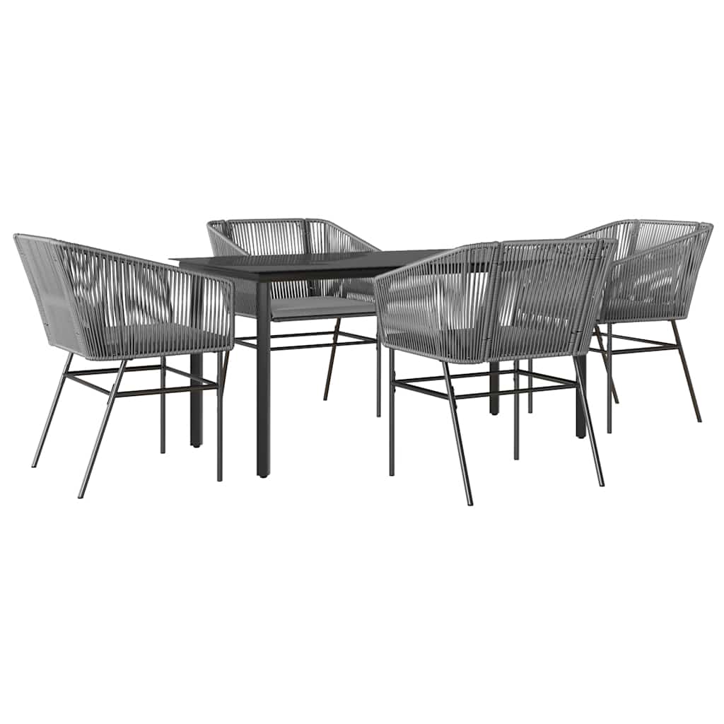 Set da Pranzo da Giardino 5 pz con Cuscini Polyrattan Vetro