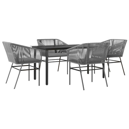 Set da Pranzo da Giardino 5 pz con Cuscini Polyrattan Vetro