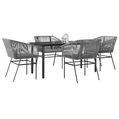 Set da Pranzo da Giardino 5 pz con Cuscini Polyrattan Vetro