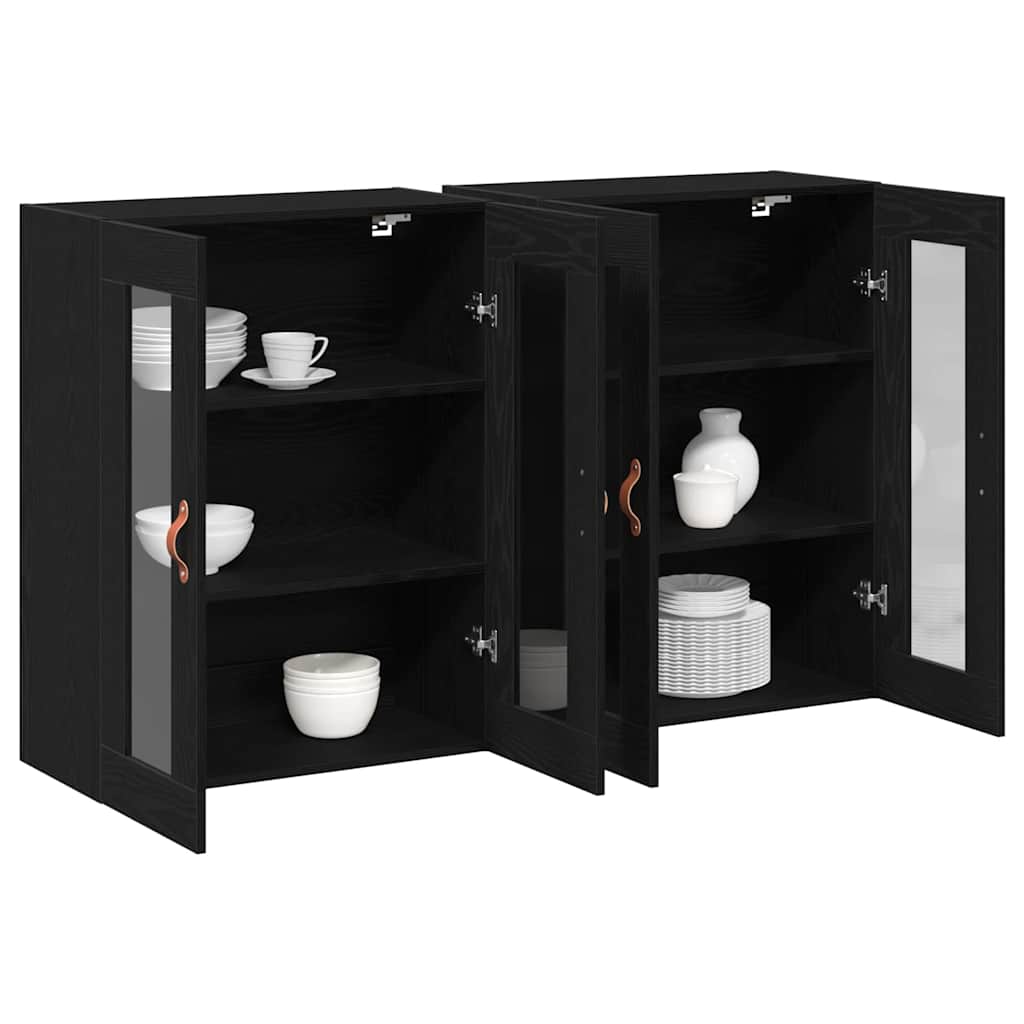 Armadi da Parete 2 pcs Rovere Nero 69,5 x 34 x 90 cm