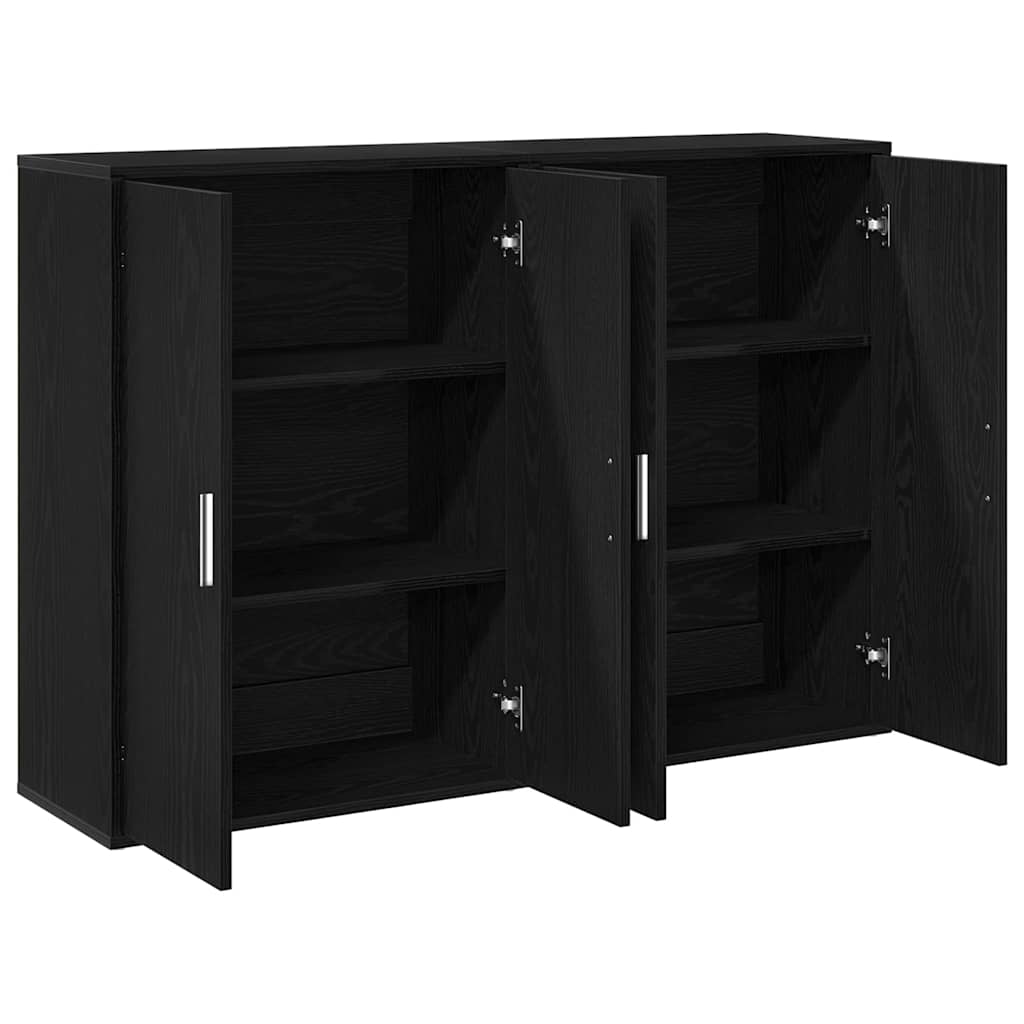 Credenza 2 pcs Rovere Nero 60 x 31 x 84 cm Legno multistrato
