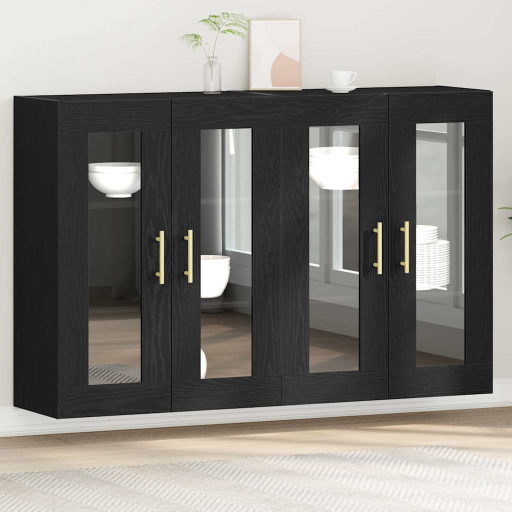 Armadi da Parete 2 pcs Rovere Nero 69,5 x 34 x 90 cm