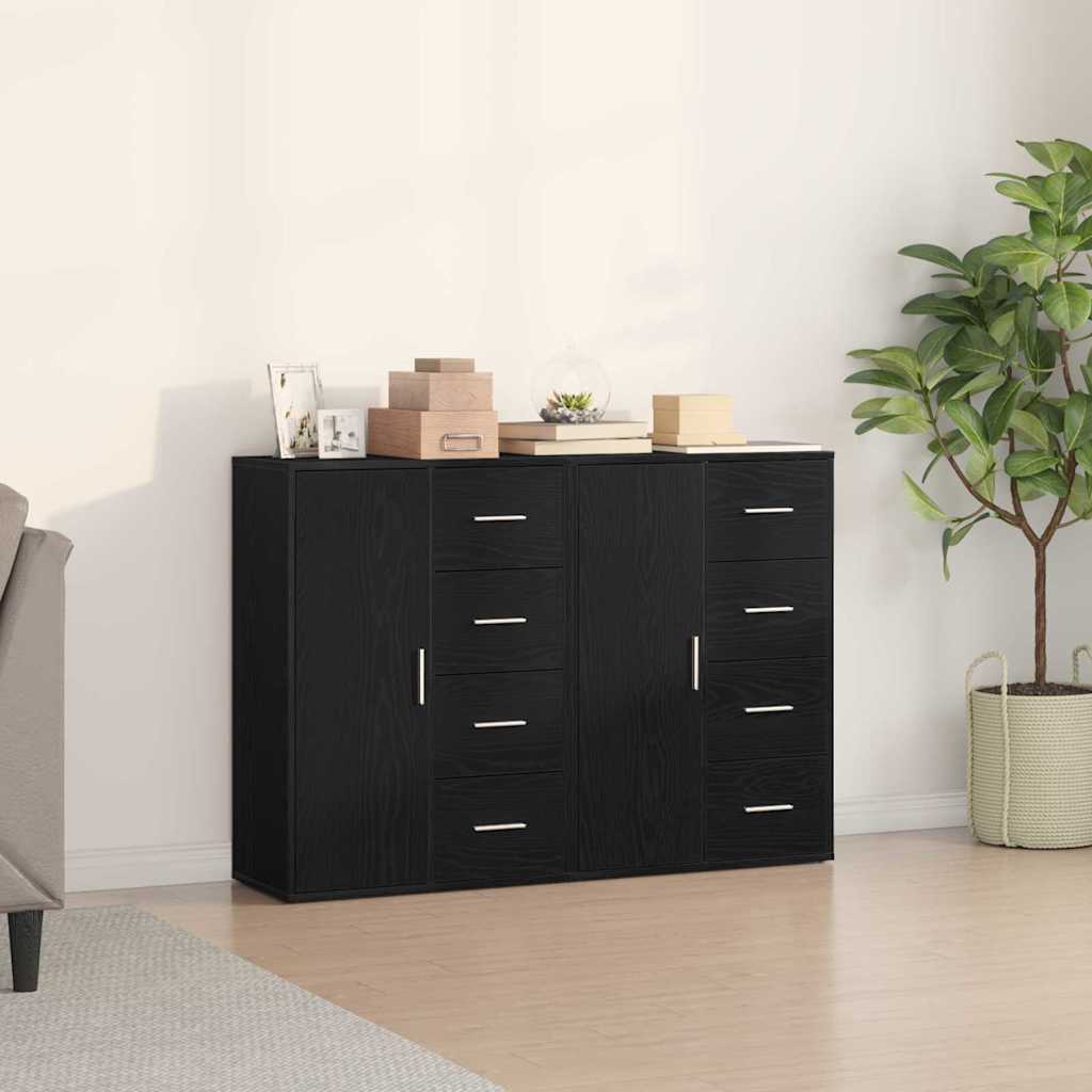 Credenza 2 pcs Rovere Nero 60 x 31 x 84 cm Legno multistrato