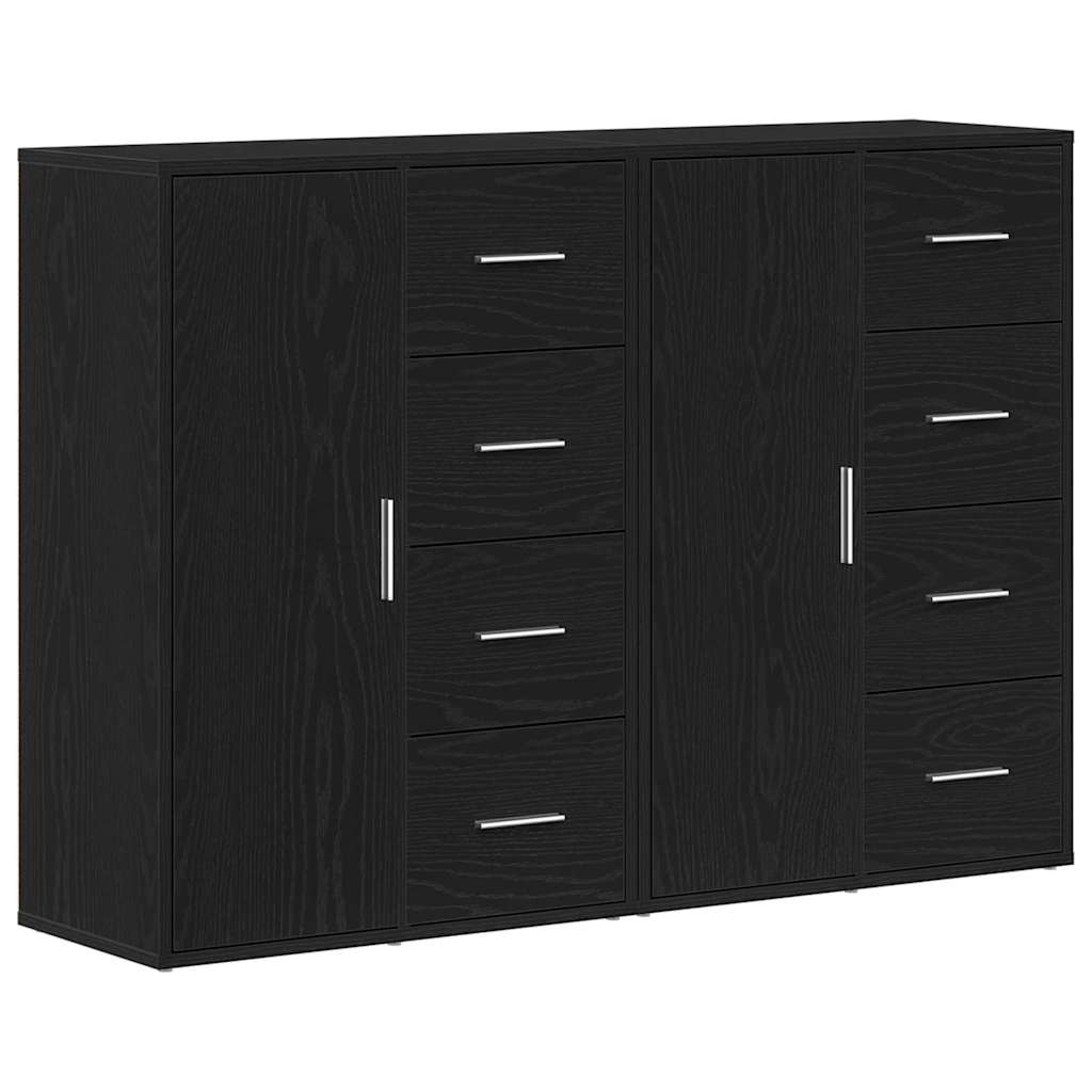 Credenza 2 pcs Rovere Nero 60 x 31 x 84 cm Legno multistrato