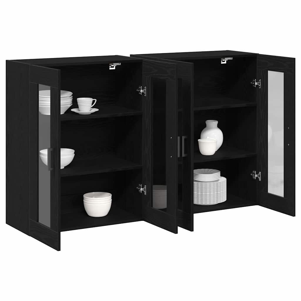 Armadi da Parete 2 pcs Rovere Nero 69,5 x 34 x 90 cm