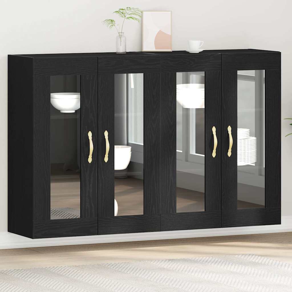 Armadi da Parete 2 pcs Rovere Nero 69,5 x 34 x 90 cm