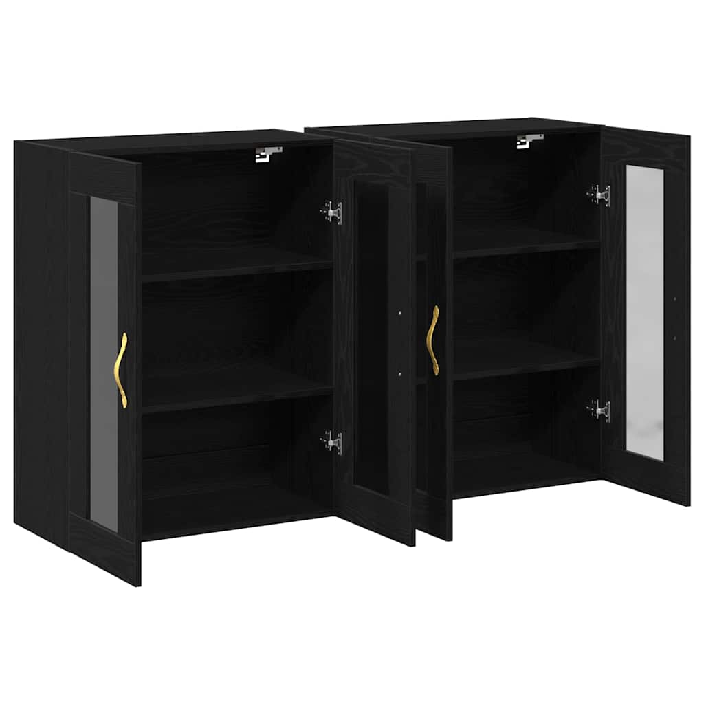 Armadi da Parete 2 pcs Rovere Nero 69,5 x 34 x 90 cm
